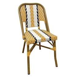 METRO PROFESSIONAL Chaise Pigalle, empilable, aluminium / rotin PE, jaune - jaune multi-matériau 4337255239487_0