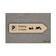 Panneau directionnel - pic bois - flèche droite - longueur 40 cm - compact beige uni gravé_0