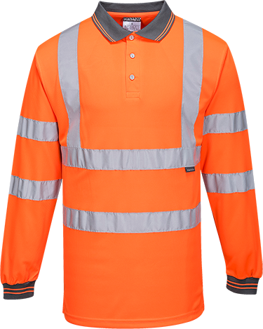 Polo HV manches longues orange S277 - Taille XXL - Respirant et bandes réfléchissantes_0