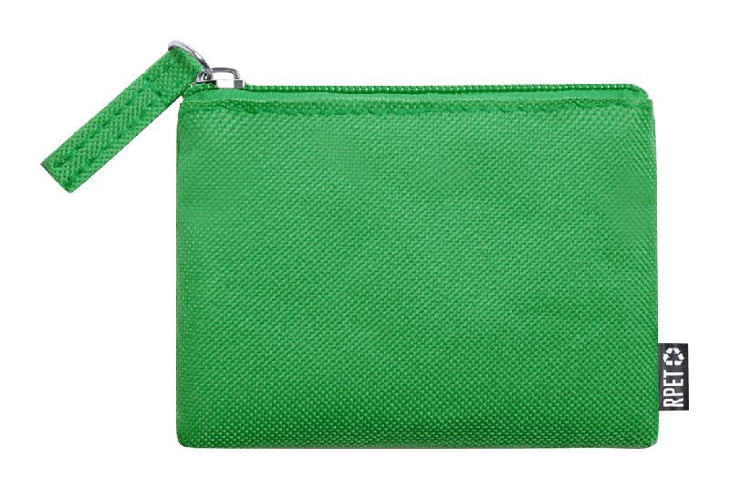 Porte-monnaie zippé en polyester 600D RPET - Labélisé RPET - Couleur vert - 13g_0