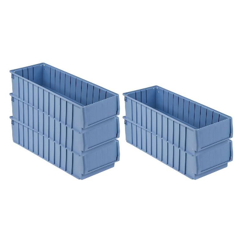 PROREGAL 5x Bac à étagères 600 BH avec étiquette & capot de protection | HxLxP 14x23,4x60cm, 15,4L | Bac à bec - bleu plastique RMK36-24_0