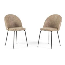RATTATAN Lot de 2 chaises d’intérieur en similicuir, pieds en métal, design élégant pour cuisine, salle à manger, bar et restaurant – Sara â€_0