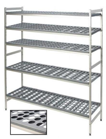 Rayonnage alimentaire Duralinox 5 niveaux - Clayette polymère ajourée H1800 P360 Fermod - Modèle 5711 Fermostock_0