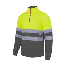 Sweat col zippé bicolore haute visibilité VELILLA jaune|gris T.S Velilla - S polyester 8434455551787_0