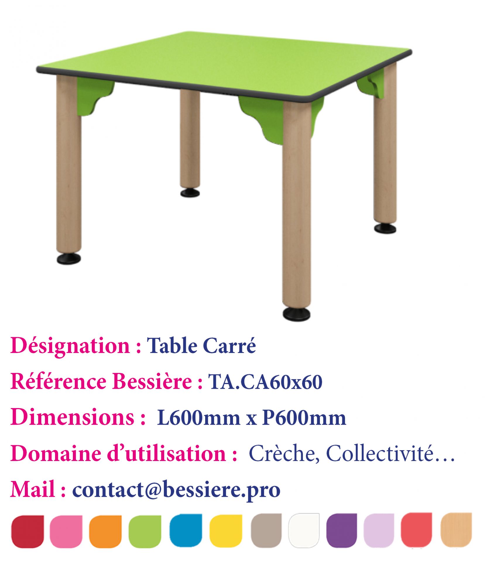 Table carré avec 2 pietements à roulettes_0
