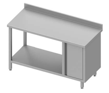 Table de travail inox adossée avec placard  à droite et étagère 1200x600x900 - 930516120_0