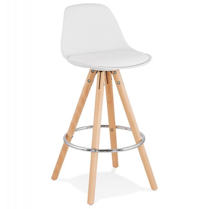 Tabouret de bar Bjarki 85cm blanc - Paris Prix - Bois, polypropylène et polyuréthane, compatible table mi-hauteur_0