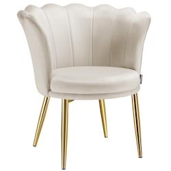 TecTake GmbH tectake Fauteuil rembourrage épais revêtement en velours crème/or - 405916 - beige acier 405916_0
