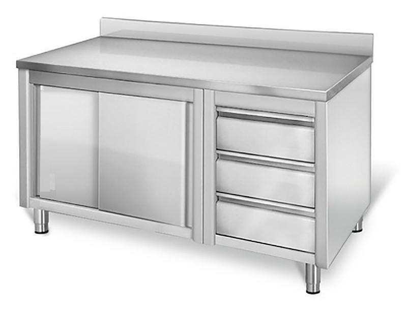 Armoire inox sur pieds 180x70cm - tiroirs à droite_0