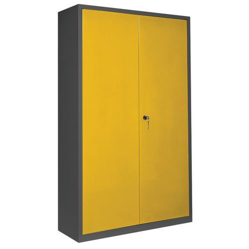 ARMOIRE RANGEMENT L900 CORPS ANTHRACITE PORTES JAUNE 1018