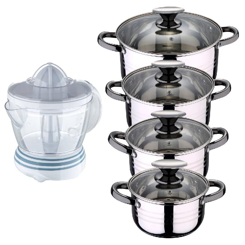 BERGNER - Batterie de cuisine DINA 8 pcs 16/18/20/24cm en acier inoxydable compatible induction avec presse-agrumes NATURALLY 40W 1,2 L - multi-matér_0