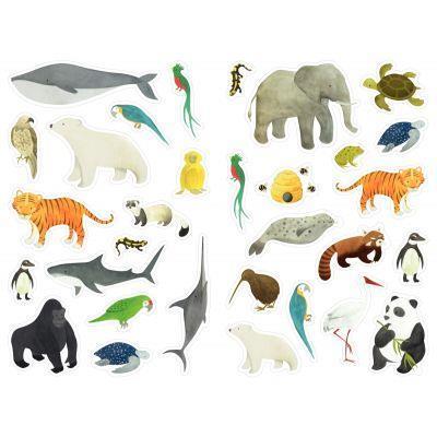 Blister de 372 gommettes adhésives repositionnables - Animaux en voie de disparition - 12 planches - Maildor AE011 O_0