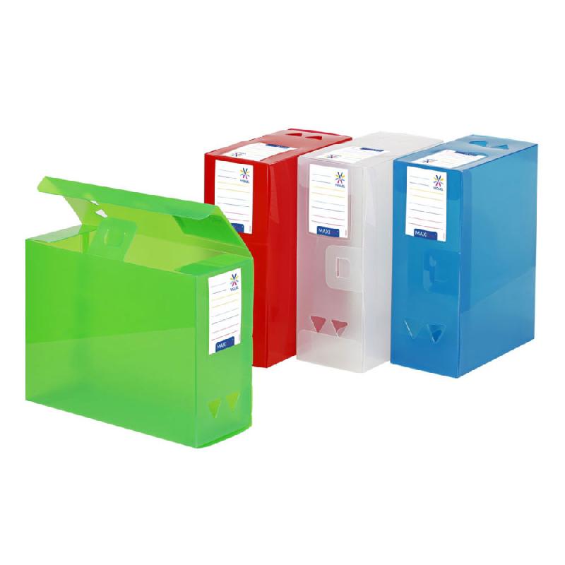 BOÎTE DE CLASSEMENT VIQUEL PROPYGLASS MAXI EN POLYPROPYLENE - A4 - DOS 12 CM - COLORIS ASSORTIS - LOT DE 4