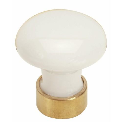 BOUTONS DE MEUBLE EN PORCELAINE BLANC - LAITON - DIAMÈTRE 35 MM MÉRIGOUS