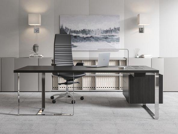 Bureau de direction Eternity avec caisson structure acier chromé_0