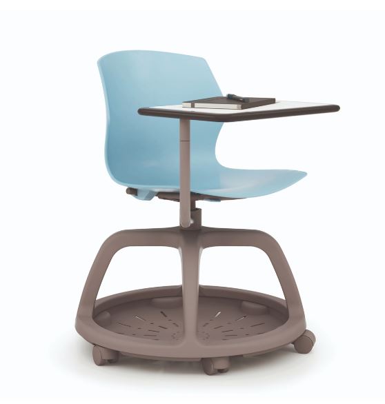 Chaise de conférence sur roulettes avec tablette de travail et espace de rangement - Frill - Monocoque en polypropylène et pivotement à 360°_0