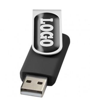 CLÉ USB ROTATIVE AVEC DOMING 2 GB - NOIR - CLÉS USB PUBLICITAIRES PERSONNALISÉES