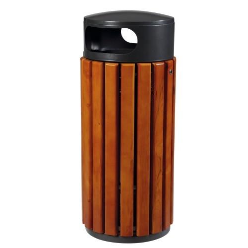 CORBEILLE EXTÉRIEURE BOIS ET MÉTAL - 60 LITRES - GRIS - ZENO ROSSIGNOL