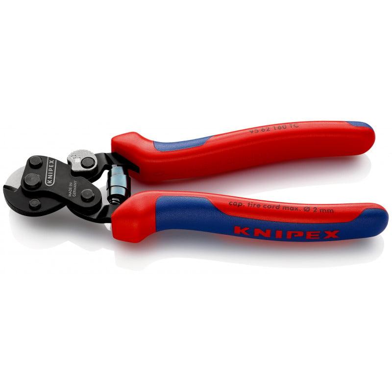 Coupe-câbles acier 160mm - Ø6mm spéciale pour nappe tramée - Gainage bi-matière - KNIPEX | 9562160TC_0