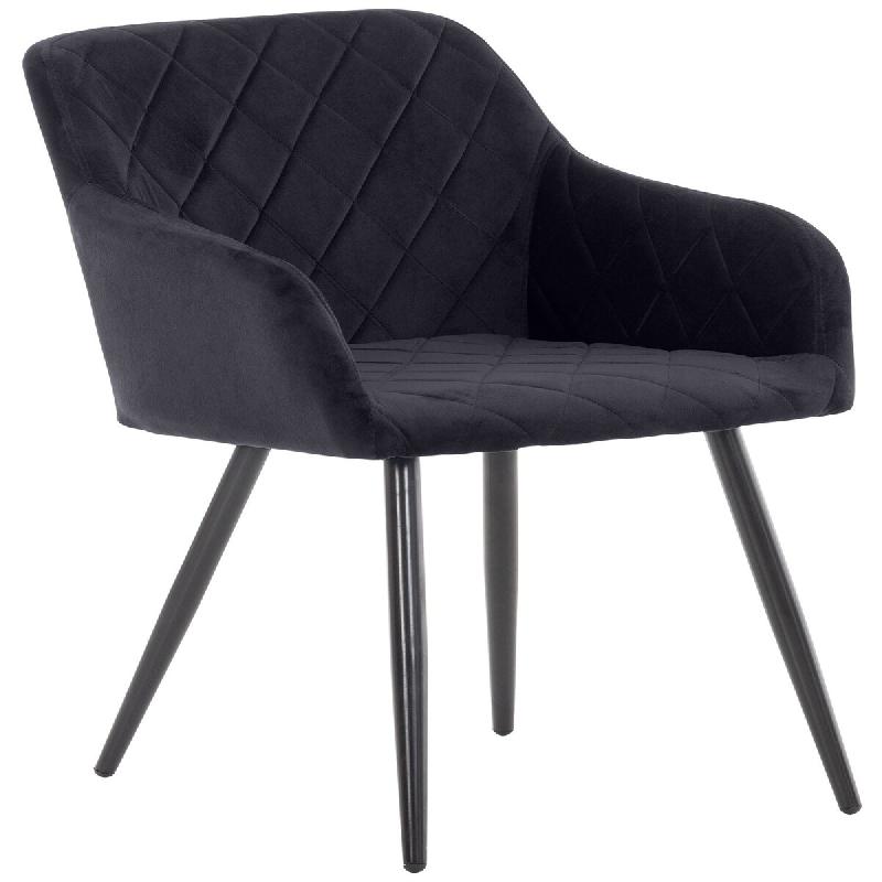 Décoshop26 - Chaise de salle à manger x1 design retro coutures décoratives en losanges assise en velours noir 10_0007230 - noir 3000266005259_0