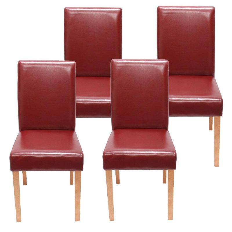 Décoshop26 - Lot de 4 chaises de salle à manger synthétique rouge pieds clairs CDS04143 - 3000074753120_0