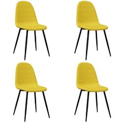 Décoshop26 - Set de 4 chaises de salle à manger couture en forme losange en tissu velours jaune moutarde et métal DEC025634 - jaune 3000255357833_0