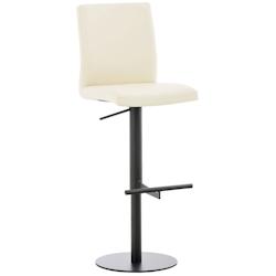 Décoshop26 - Tabouret de bar x1 réglable en hauteur et pivotant à 360° plateforme ronde en métal noir assise en PVC crème 10_0004567 - noir 3000_0