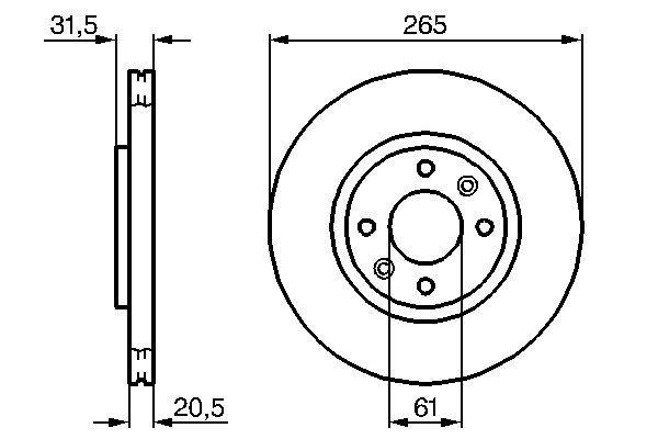 Disque de frein Bosch 0986478279 - ventilé de l'intérieur - boîte de 2 disques - côté avant_0