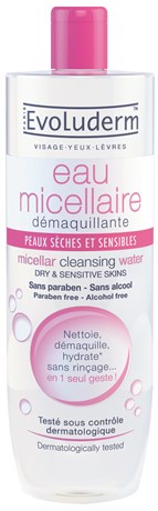 EAU MICELLAIRE DÉMAQUILLANTE PEAUX SÈCHES ET SENSIBLES 500 ML