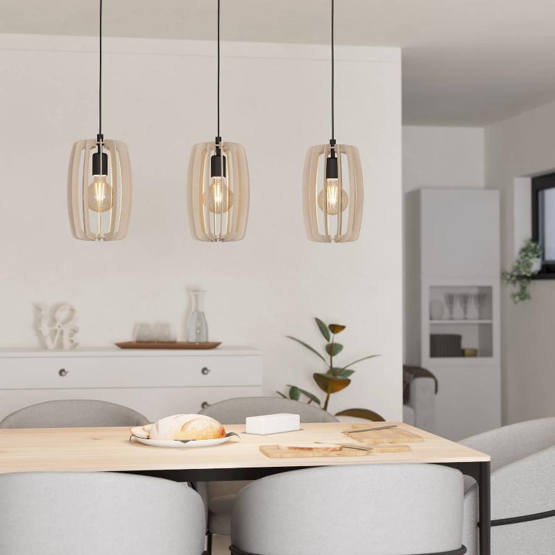 EGLO SUSPENSION BAJAZZARA TROIS ABAT-JOUR EN CAGE SABLE