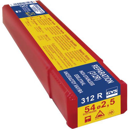 ELECTRODES EN INOX 312R DE DIAMÈTRE 25 AVEC ÉTUI PLASTIQUE - GYS