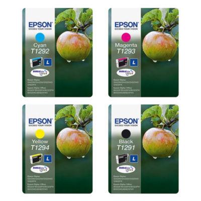 Epson T1295 'Pomme' Cartouche d'encre originale DURABrite Ultra Pack 4 couleurs (C13T12954012) - Noir, Cyan, Magenta, Jaune_0