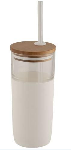 Gobelet en verre Arlo 600ml - Couvercle bambou, paille Tritan et fond antidérapant - Coffret cadeau Avenue_0