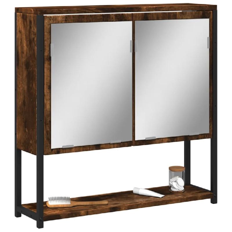 Helloshop26 - Armoire de salle de bain murale design épuré 60 x 16 x 60 cm espace de rangement optimale en bois d'ingénierie chêne 02_0049425 - ve_0