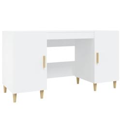 Helloshop26 - Bureau table poste de travail meuble d'ordinateur informatique étude 140 x 50 x 75 cm bois d'ingénierie blanc 02_0023514 - 3000214360317_0