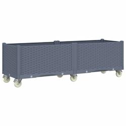 Helloshop26 - Jardinière bac lit surélevé plantes fleurs terrasse jardin à roulettes 160 x 50 x 54 cm PP gris 02_0038836 - 3000217941360_0