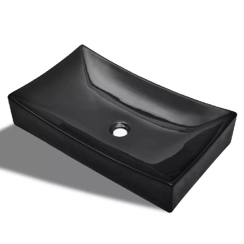 Helloshop26 - Vasque rectangulaire 65,5 x 39 cm céramique pour salle de bain noir 02_0002501 - 3000099981539_0