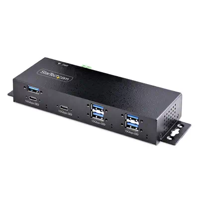 Hub Industriel USB 10Gbps à  7 Ports avec Adaptateur d'Alimentation, Métal, Montable, 5 Ports USB-A e_0