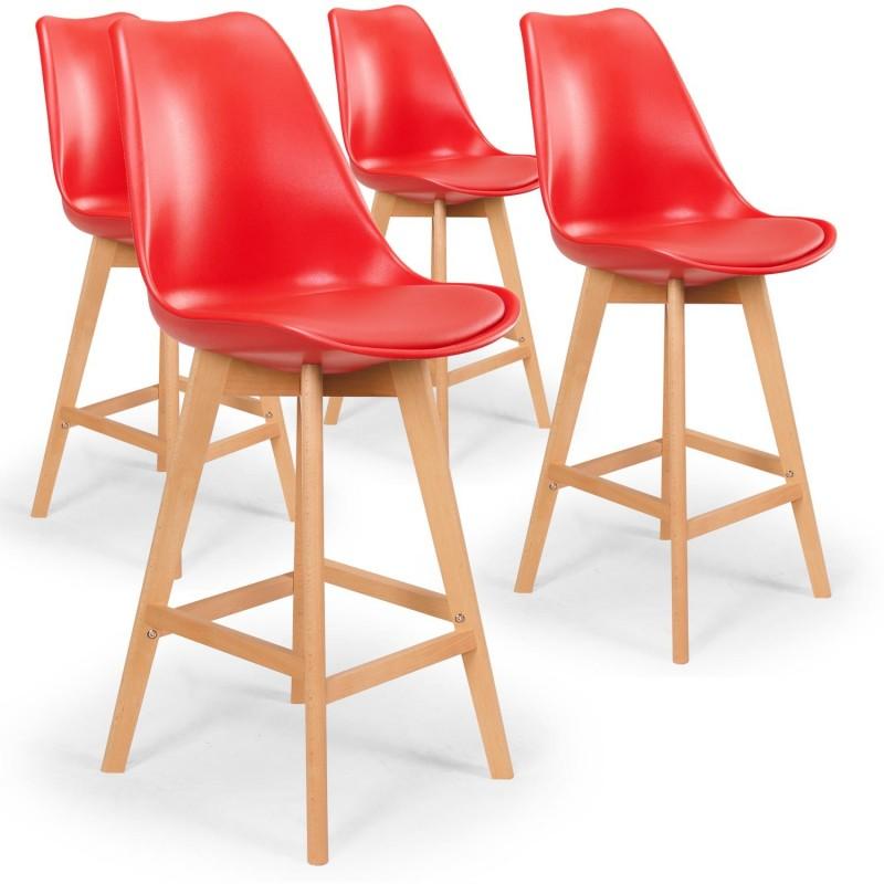 Lot de 4 tabourets de bar Flaubert 112 cm rouge - Paris Prix - Design nordique et contemporain_0