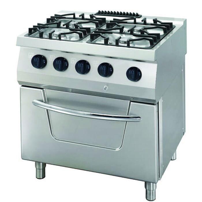 Maxima - Cuisinière à gaz robuste 4 feux avec four GN 2/1, unité double, 34 kW, gamme 700, 80x70x85 cm - 9396109_0