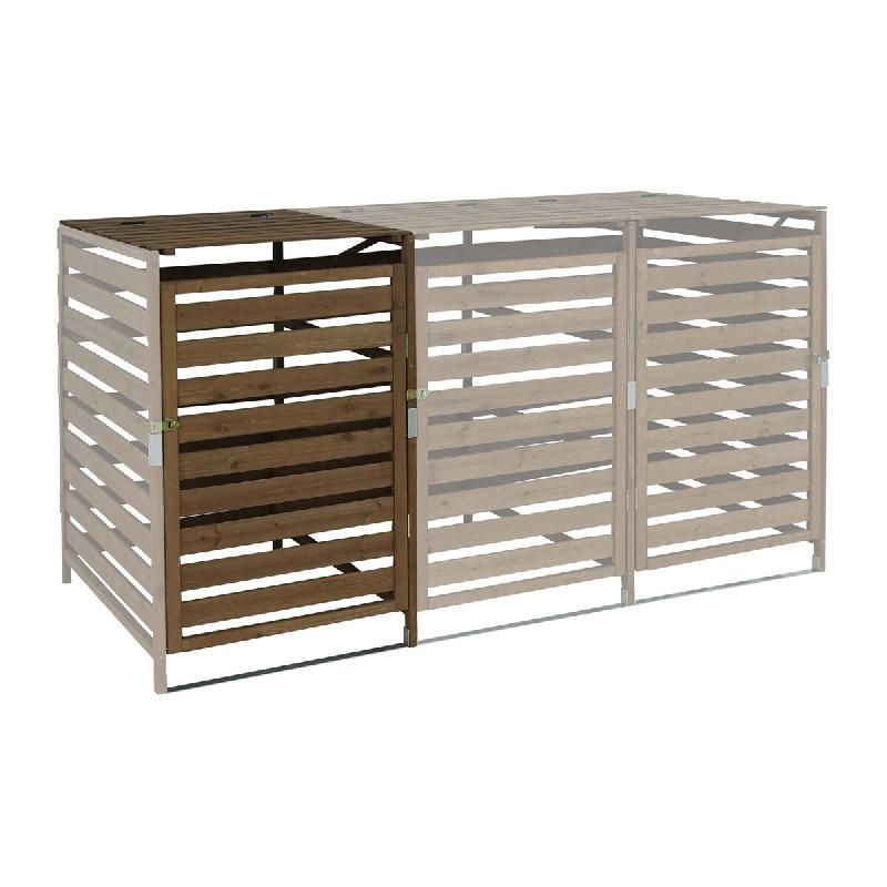 Mendler XL Habillage de poubelle pour 1/2 personnes Extension HWC-H62, Box pour poubelles, 114x67x97cm bois massif ~ brun foncé - marron Bois massif_0