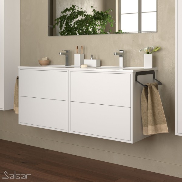 MEUBLE SALLE DE BAIN BLANC MAT ET LAVABO 1200 OPTIMUS - 87821 SALGAR