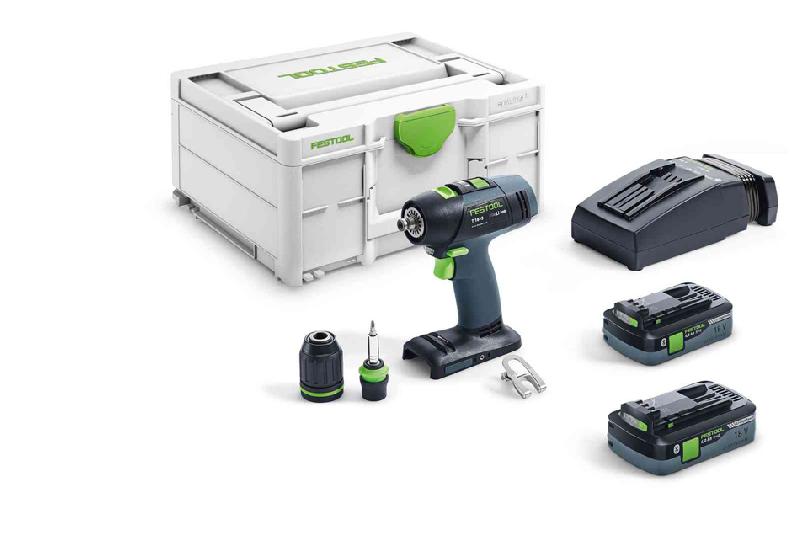 PERCEUSE-VISSEUSE 18V T18+3HPC 4,0 I-PLUS + 2 BATTERIES 4AH + CHARGEUR + SYSTAINER SYS3 - FESTOOL - 576446