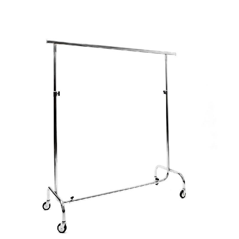 Portant droit L150 - hauteur réglable de 135 à 200cm - chromé - robuste et stable_0