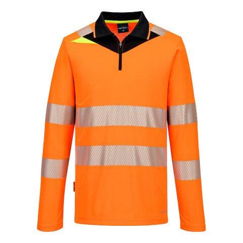 PORTWEST DX419 POLO MANCHES LONGUES HV DX4 ORANGE/NOIR - TAILLE 6XL