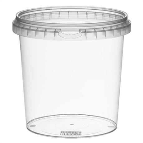 RÉCIPIENT INVIOLABLE + COUVERCLE 1180 ML D.13.3X13 CM PP TRANSPARENT (VENDU PAR 180)