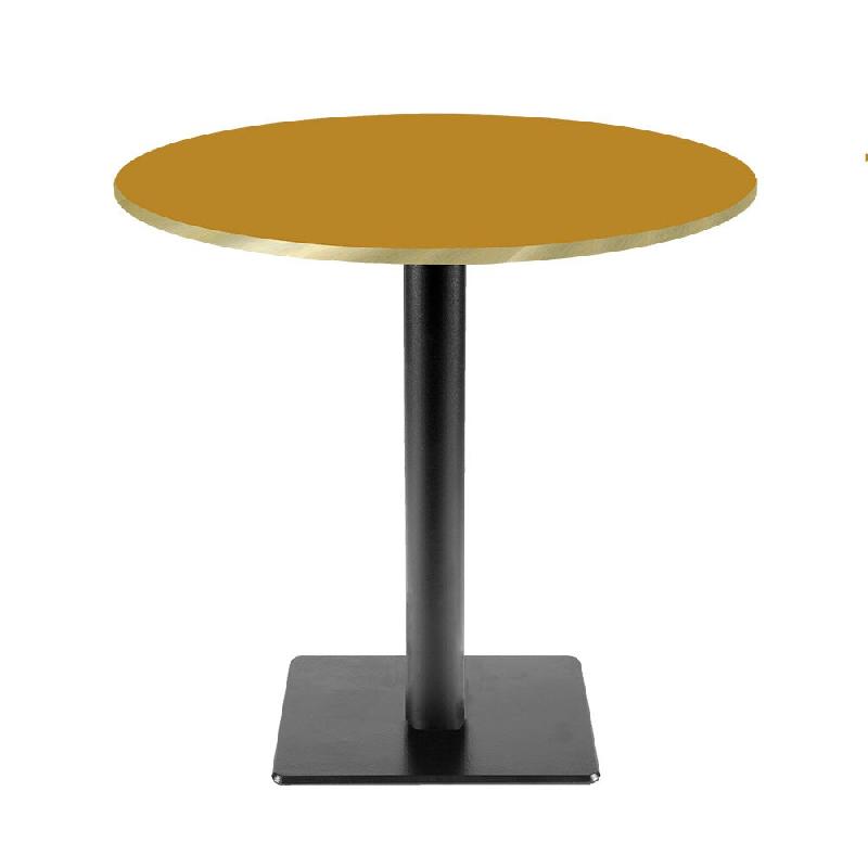 RestooTab - Table Milan T Ø70cm ocre maggese chants couleur laiton - marron fonte TB-MIT-R70M-MAGG-LAI_0
