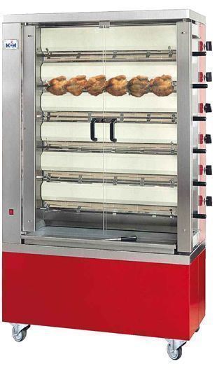 Rôtissoire gaz 6 broches MCM - capacité 36 poulets - 170 kg - lumière intégrée_0