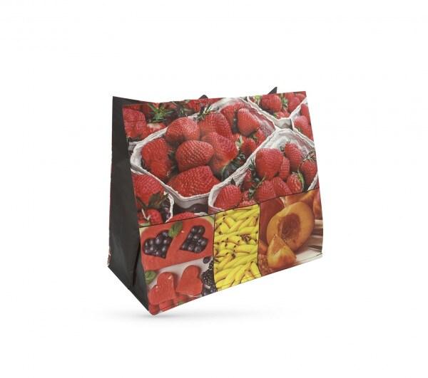 Sac cabas polypropylène tissé imprimé fruits 40x35x20 cm 100 g/m² (100 U) - multicolore A4F135_0