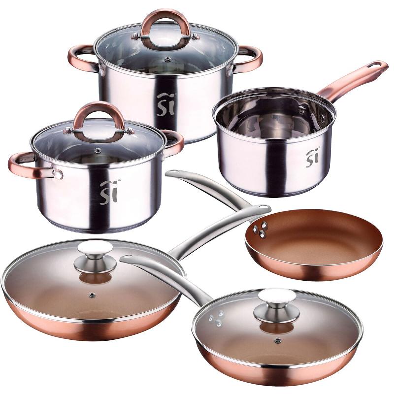 San Ignacio - Batterie de Cuisine Onil (16/18/20cm) en Acier Inoxydable avec Set de 3 Poêles (20/24/28cm) en Aluminium Pressé - multi-matériau PK5962_0